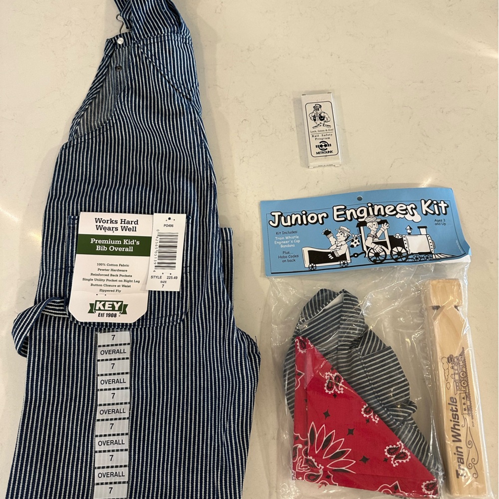 Striped Bib Overalls with Engineer's Kit